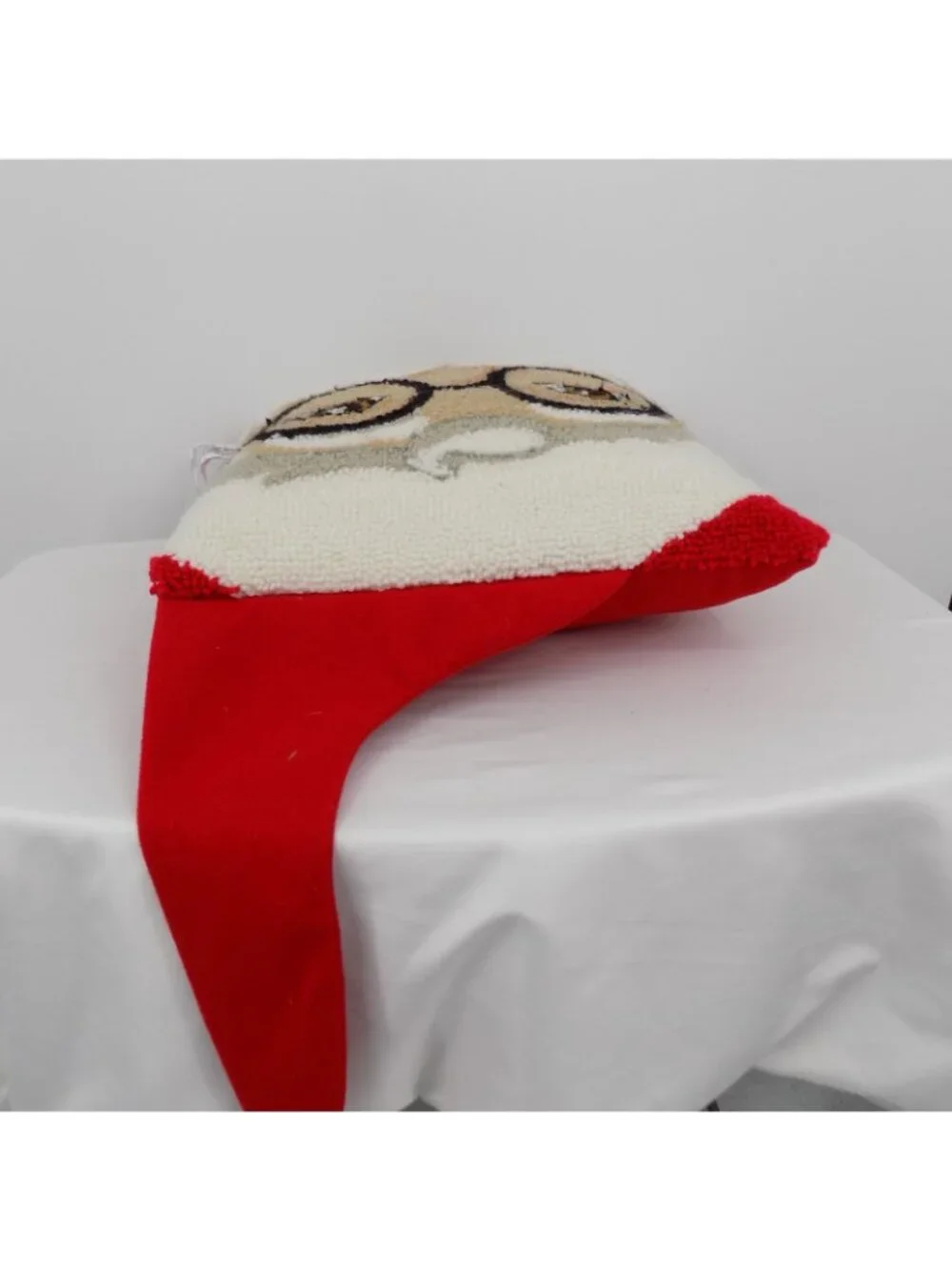Santa Claus Face Throw Pillow Glasses Red Hat Decorative 16 x 16 Christmas New